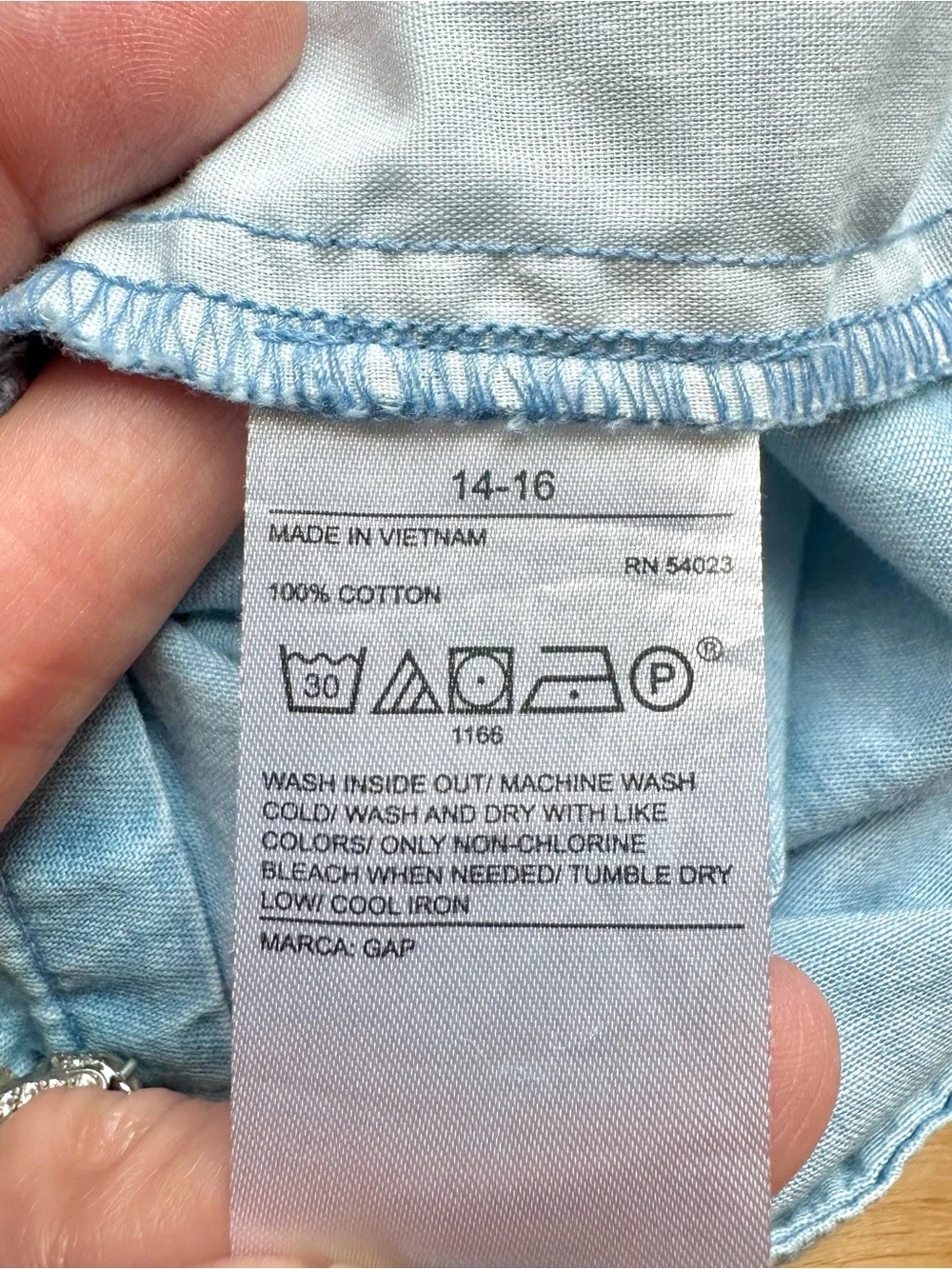 Gap Kids Girls 14-16 Chambray Romper Puff Sleeve Tie Waist 100% Cotton